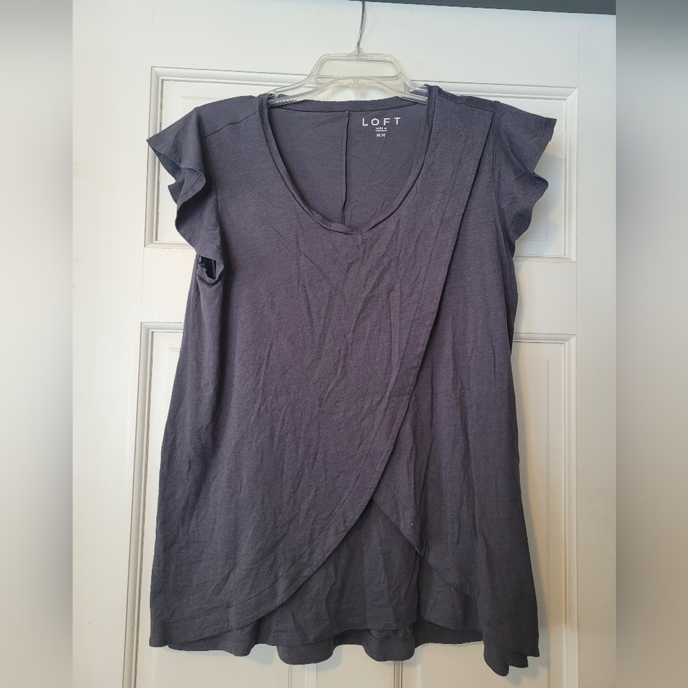 LOFT solid nursing tee - coastal gray